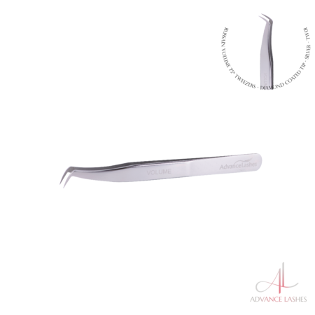 Tweezers 💎 75° Silver Russian Volume - Diamond Coated Tip